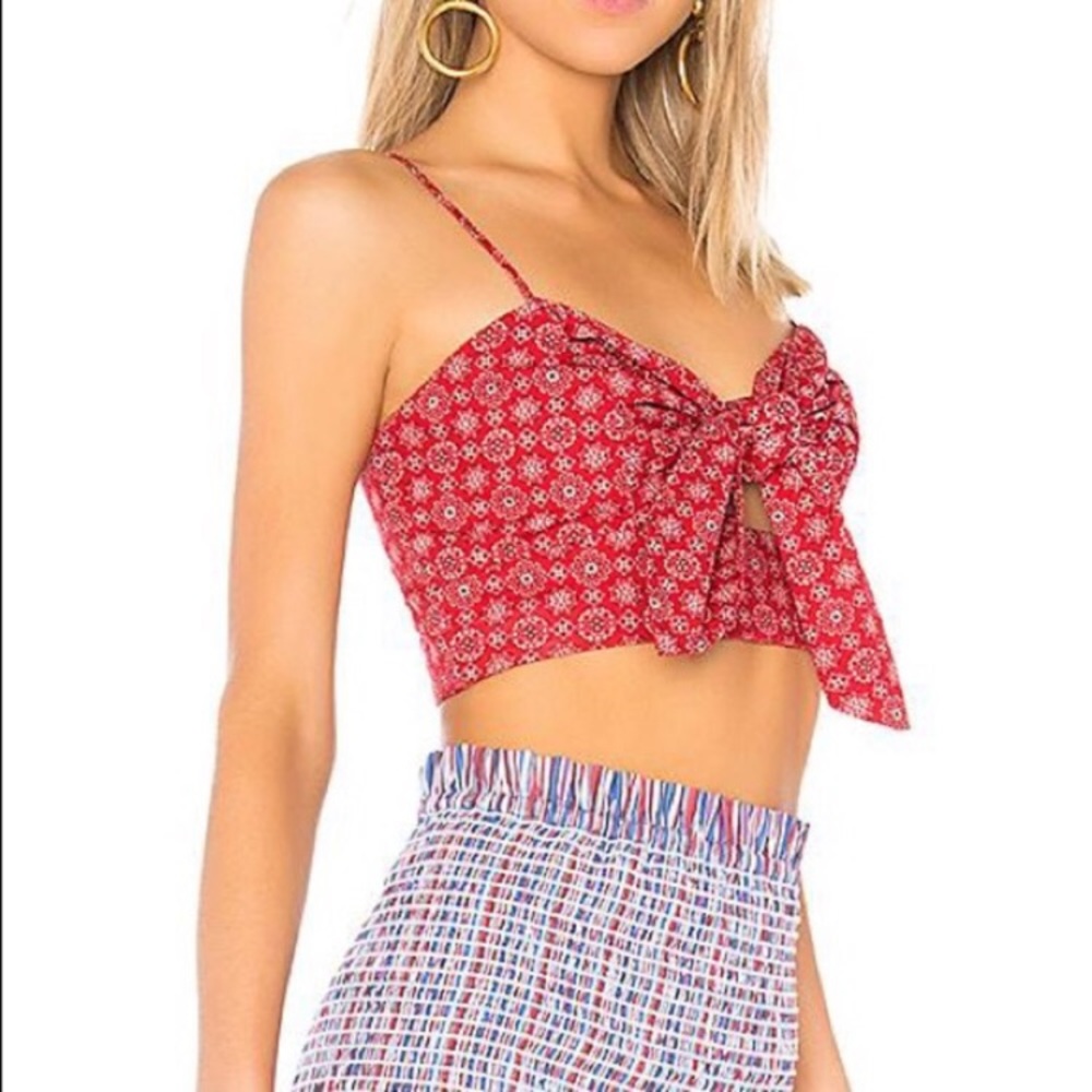 Petersyn April Bandana Print Red and White Crop Top Size Medium